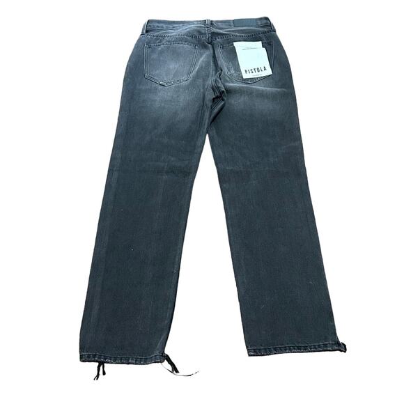PISTOLA Jeans Women's Size 26 Black Denim Raw Hem Charlie High Rise Straight - Picture 2 of 10